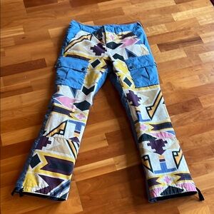 Colorful Geometric Patterned Pants Burton snowboard pants sz small